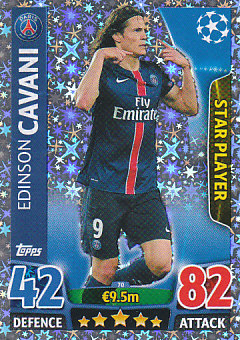 Edinson Cavani Paris Saint-Germain 2015/16 Topps Match Attax CL Star Player #70
